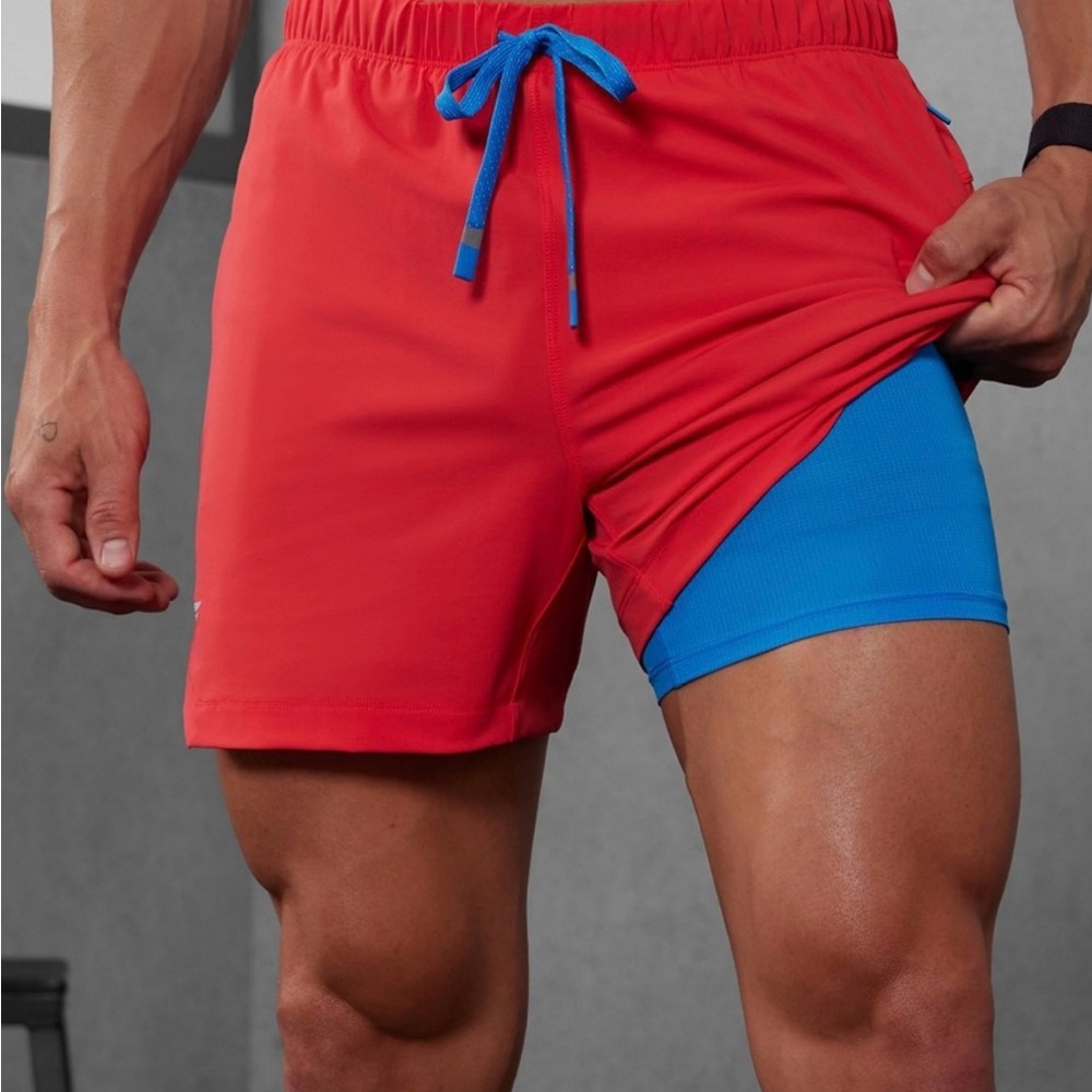 Men's Red and Blue Athletic Shorts